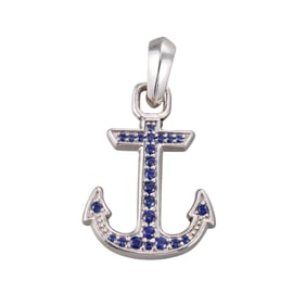 David Yurman Sterling Silver Sapphire Anchor Pendant