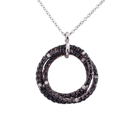 Alfieri Black White Diamond Gold Pendant Necklace