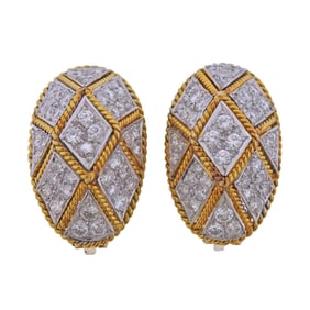 1980s 14k Gold 1.60ctw Diamond Earrings