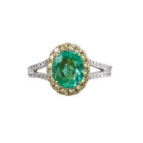 1.76ct Colombian Emerald 18k Gold Diamond Ring