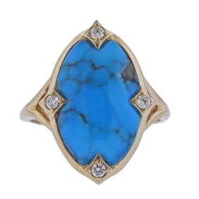 Kabana 14k Gold Kingman Turquoise Diamond Ring