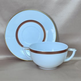 Bernardaud Limoges Palatino Flat Cream Soup Bowl & Saucer Set of 12