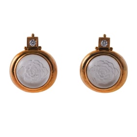 Elizabeth Gage Persian Queen Diamond Crystal 18k Gold Earrings
