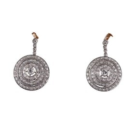 Platinum Gold Diamond Circle Drop Earrings