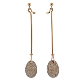 Georg Jensen Dew Drop 18k Gold Fancy Diamond Drop Earrings 1128