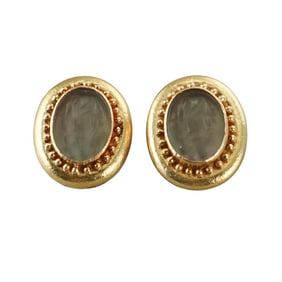 Elizabeth Locke 18k Gold Venetian Glass Intaglio Earrings
