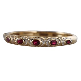 18k Gold 4.50ctw Diamond Ruby Bangle Bracelet