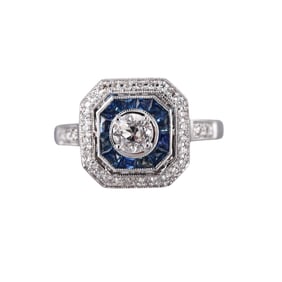 14k Gold Diamond Sapphire Ring