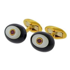 Piaget Ruby Mother of Pearl Onyx 18k Gold Cufflinks
