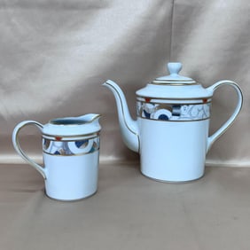 Bernardaud Paris Geometric Nudes Creamer Coffee Pot & Lid Set