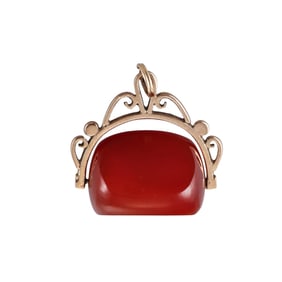 Antique English 9k Gold Agate Fob Pendant