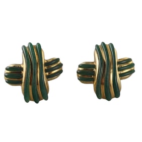 Angela Cummings Aventurine Gold X Earrings