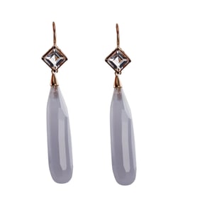 Mimi Milano Shan Teky Chalcedony Crystal Gold Earrings