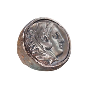 Ed Wiener Modernist 18k Gold Silver Ancient Coin Ring