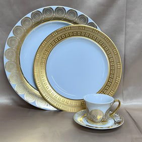 4pc Rosenthal Persis Gold & White Dinner Place Setting