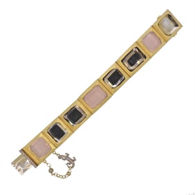 H. Stern Rose Quartz Diamond Lizard 18k Gold Bracelet