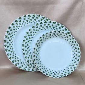 18pc Haviland Limoges Torse Trefle Vert Dinner Place Setting