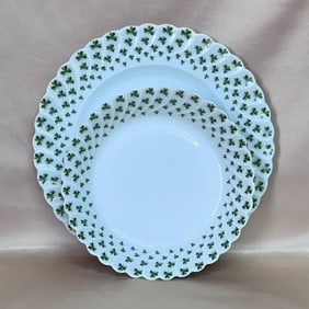 24pc Haviland Limoges Torse Trefle Vert Dinner Place Setting