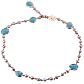 Mimi Milano Talita Turquoise Pearl 18k Gold Necklace