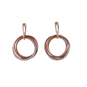 Alfieri 18k Rose White Gold Diamond Circle Drop Earrings