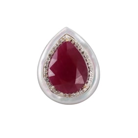 GIA 10ct No Heat Ruby Diamond MOP 14k Gold Silver Ring