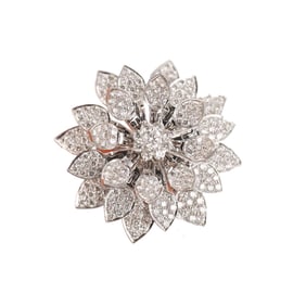 18k Gold 3.18ctw Diamond Lotus Flower Ring