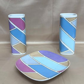 3pc Rosenthal Dorothy Hafner Vase & Tray Dish