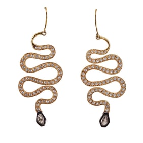 14k Gold Silver 3.50ctw Rose Cut Diamond Snake Earrings