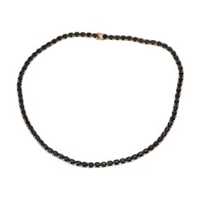 14k Gold 24ctw Oval Sapphire Tennis Necklace