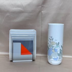 2pc Rosenthal Studio Linie Vase Blumen Duo Loire & Graphic Design Vase - Christa Goltz