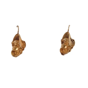Antique 12k Gold Lady in a Bonnet Earrings