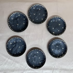 Rosenthal Magic Flute Black Trinket Dish Set of 6