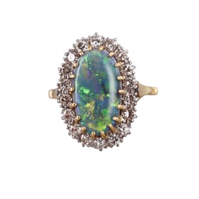 18k Gold Opal Diamond RIng