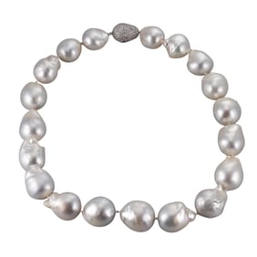 Platinum Diamond Baroque South Sea Pearl Necklace