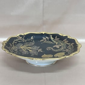 Rosenthal Handgemalt Porcelain Footed Noire Gold Candy Dish