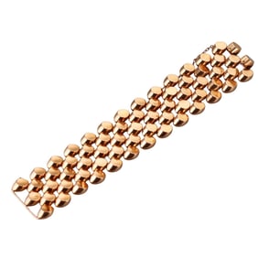 Retro 18k Gold Wide Scale Motif Bracelet