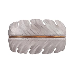 Buccellati Sterling Silver 18k Gold Wide Leaf Cuff Bracelet