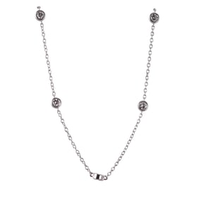 14k Gold Diamond Station Necklace
