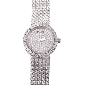 Piaget 5ctw Pave Set Diamond 18k Gold Ladies Watch 8055 N