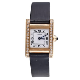 Cartier Paris Tank Normal 18k Gold Diamond Ladies Watch