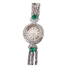 Rolex Vintage 14k Gold Diamond Emerald Ladies Watch