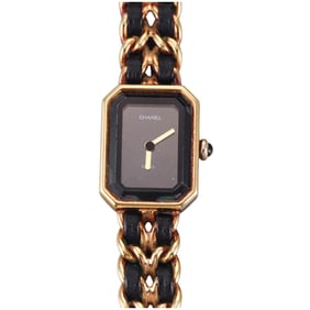 Chanel Premiere Gold Plated Black Watch X.N.50713
