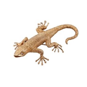 Dankner 14k Gold Vintage Diamond Lizard Brooch