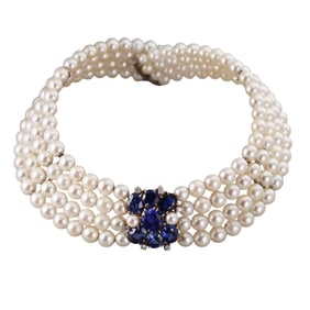 Adler 18k Gold Pearl Diamond Collar Necklace