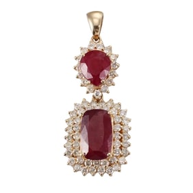 14k Gold 18.60ctw Ruby 5ctw Diamond Pendant