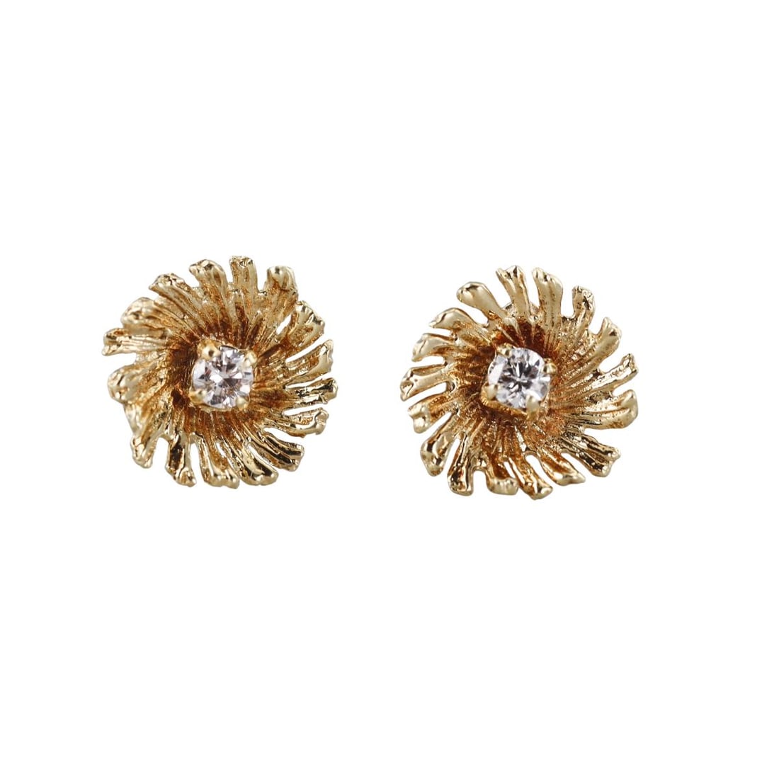 Tiffany & Co Gold Diamond Flower Earrings: Metal : 14k Yellow Gold Designer : Tiffany & Co. Gemstone : Diamonds approx. 0.30ctw. Measurements : Earrings are 12mm in diameter. Marked: : Tiffany & Co, 14k, Germany. Wei