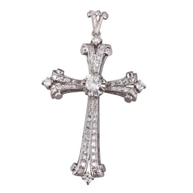 18k Gold Diamond Cross Pendant