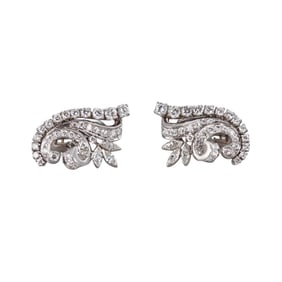 Mid Century Platinum Diamond Earrings