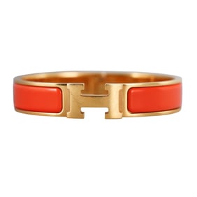 Hermes Clic H Orange Enamel Bangle Bracelet