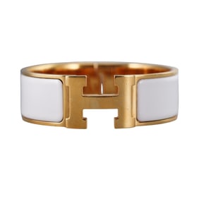 Hermes Clic Clac H White Enamel Bangle Bracelet
